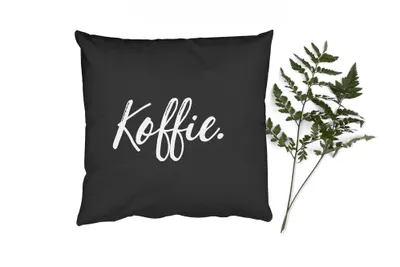 Produktbild von MuchoWow® Zierkissen Sofakissen Wohnzimmer Dekokissen 40x40 cm Kaffee - Sprichwörter - Koffein - Zitate - Foto Kissen - Schlafzimmer Dekoration
