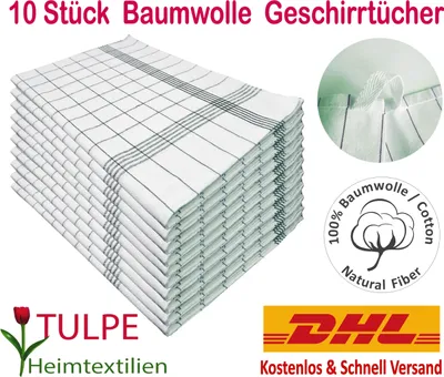 Produktbild von Grau Geschirrtücher Baumwolle 10er Set , 50x70 cm , grau/weiß kariert , anthrazit , Geschirrtuch , Trockentuch , Küchentücher