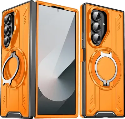 Produktbild von Für Samsung Galaxy Z Fold7 5G MagSafe 360 Grad Magnetischer Ringhalter Schutz Hülle Orange