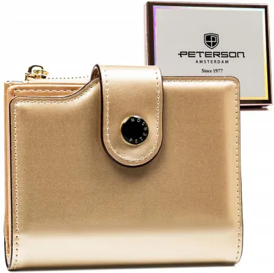 Image de Peterson | Porte-monnaie spacieux et écologique pour femmes, en cuir, or, 12.5x9.5 cm