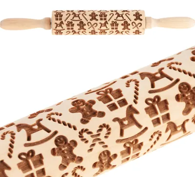 Imagen del producto de Rodillo de madera con motivos navideños decorativos
