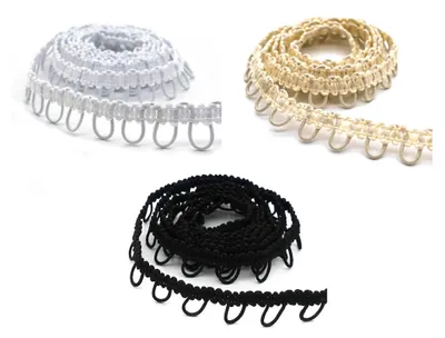 13,5m Schlingenborte mit elastischen Ösen 15mm Knopf Borte Band Kleider Kostüme