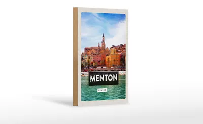 Produktbild von Holzschild Reise 12x18 cm Menton France Provence Stadt Geschenk