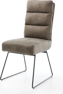 Produktbild von DELIFE Esszimmerstuhl Pela-Flex Mikrofaser Taupe Vintage Kufengestell Schwarz Taschenfederkern