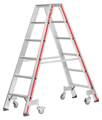 Produktbild von Hymer Stufenstehleiter mit Rollen 2x6 Stufen