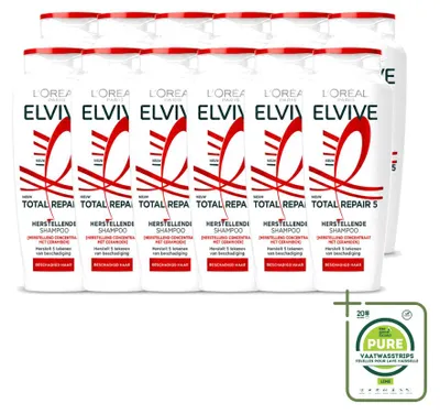 Productafbeelding van 12 x L'Oréal Paris Elvive Total Repair 5 Shampoo - 250 ml - Grote verpakking - 12 stuks