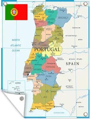 Obrázek produktu pro MuchoWow® Zahradní plakáty - Barevná mapa Portugalska - 120x90 cm - Zahradní dekorace