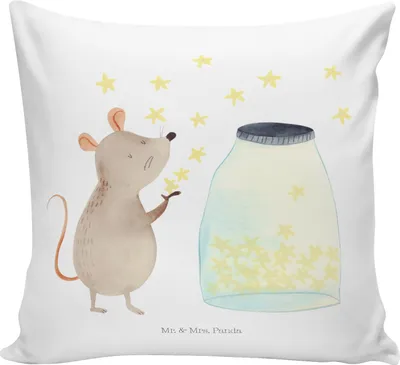 Produktbild von Mr. & Mrs. Panda kuschelkissen 40x40 Maus Sterne - Weiß - Geschenk, Polster, Geburt, Schwangerschaft, Tiermotive, Kissen, Sofakissen, bedruckt, Geburtstag, Taufe