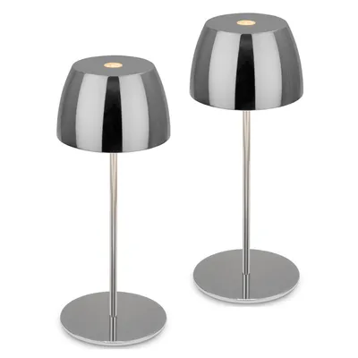 Produktbild von Briloner Serina Mini Mini LED Tischlampe kabellos IP44, 2er Set, Dimmbar, Touch, Spritzwasserschutz, Kabellos, Chrom, Ø8 x 20 cm, KI-generiertes Bild