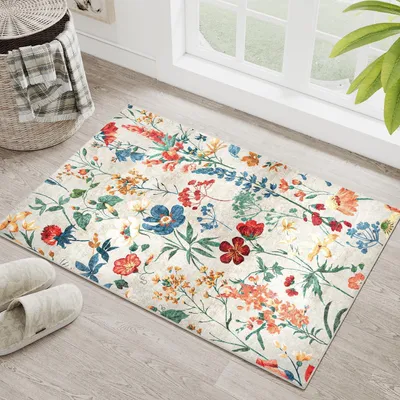 Produktbild von Fußmatte Teppich 60x90cm Beige Waschbar für Eingangsbereich Innen