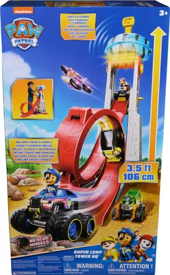 Produktbild von PAW Patrol Rescue Wheels - Superloop Tower, extragroßer Tower mit Startrampe und Looping, Licht- & Geräuscheffekten, inkl. Chase Monstertruck und Figur, Fahrzeug- & Schienen-Set, PAW Patrol, 3 Jahr(e), Kunststoff, Mehrfarbig