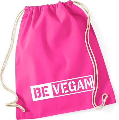 Produktbild von Huuraa Turnbeutel Be Vegan Modern 12 Liter Fuchsia Baumwolle Rucksack Geschenkidee