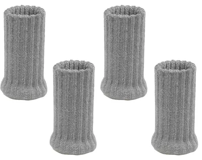 Produktbild von 4er-Set Möbelsocken Grau, weich, elastisch, Kratzschutz für Stuhl- und Tischbeine
