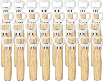 Produktbild von 32x Flaschenöffner Kapselheber Bieröffner Holzgriff Kronkorkenöffner Heber Öffner