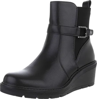 Produktbild von Ital-Design Damen Stiefeletten  Textiloptik, Lederoptik Keilstiefeletten 88577501 Schwarz Gr.  40