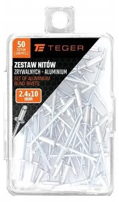 Imagen del producto de Remaches ciegos de aluminio (2,4 x 10 mm) / 50 unidades / TEGER