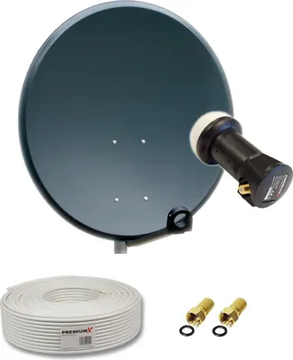 Produktbild von PremiumX Sat Anlage 60cm Antenne Deluxe Single LNB Kabel F-Stecker