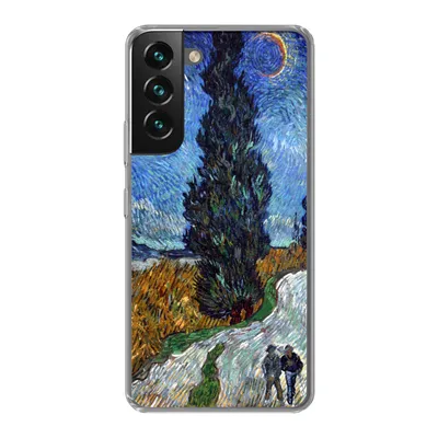 Produktbild von MuchoWow® Handyhülle Schutzhülle Hülle für Samsung Galaxy S22 Straße mit Zypresse und Stern - Vincent van Gogh Silikon Softcase Handy Hülle - Mobiltelefonhülle