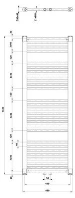 Obrázek produktu pro Koupelnový radiátor Aqualine DIRECT s bočním připojením, 450 × 1320 mm, bílý