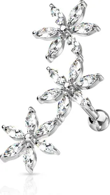 Produktbild von Helix Piercing Barbell Blumen Klar