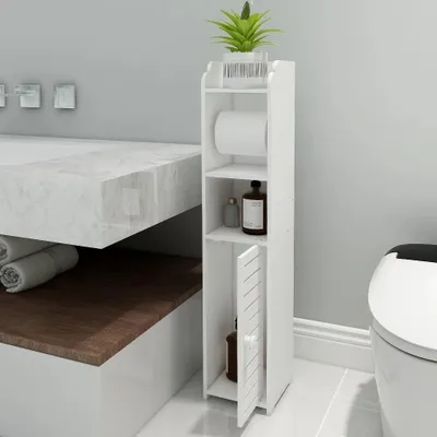 Produktbild von Toilettenpapierhalter, Standfuß mit Toilettenpapierhalter, Toilettenpapierhalter und 2-in-1-Bürstenhalter, Badezimmeraccessoire