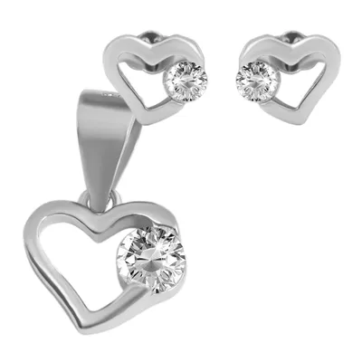 Produktbild von 925 Silber Schmuckset mit Ohrring und Anhänger, 925/rhodiniert, 1,1g