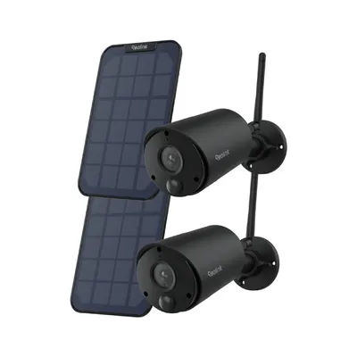 Produktbild von Reolink Argus Eco+Solarpanel, 3MP Batterie 2,4GHz WiFi Überwachungskamera Außen, Personen/Fahrzeugerkennung, Nachtsicht, 2-Wege-Audio, Schwarz, 2 Pack