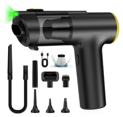 Productafbeelding van Draadloze handstofzuiger, 28000Pa zuigkracht, 60 minuten gebruiksduur, 3-in-1 functie (stofzuigen, blazen), zwart, LED-display, HEPA-filter