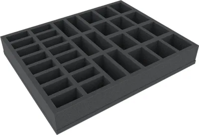 Produktbild von Schaumstoffeinlage 50 mm für Miniaturen 28 mm Maßstab 1:56, 34 Fächer