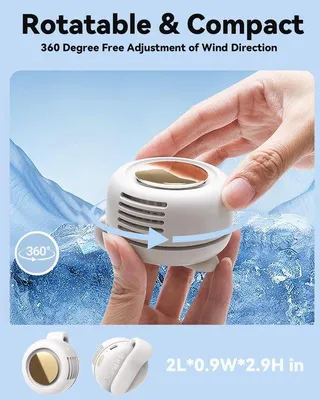 Produktbild von Handgeführter Ventilator mit 3 Geschwindigkeiten - USB-C - Oplaadbare - Bladloze - Nekventilator mit Clip - 3 Geschwindigkeiten - USB-C - Weiß / Dunkelgrün