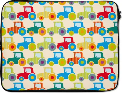 Produktbild von MuchoWow® Laptop Hülle 15 Zoll Muster - Traktor - Farben - Jungen - Kinder - Kinder Laptoptasche - Laptoptasche - Sleeve - Rundum-Schutz