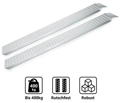 Image de Rampes de chargement Peviasot 2X, longueur 160 cm, en acier galvanisé, capacité jusqu'à 400 kg, avec rails de chargement antidérapants, adaptées aux motos, quads, tondeuses, remorques