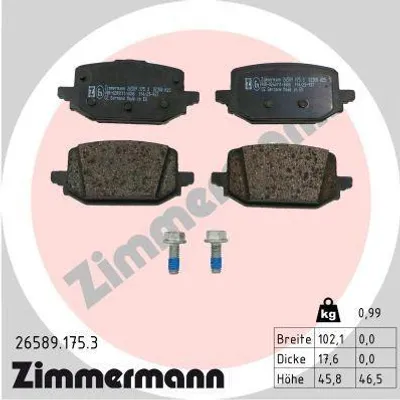 Produktbild von ZIMMERMANN Bremsbeläge Satz Hinten Bremsklötze für RENAULT Kangoo III MPV 26589.175.3
