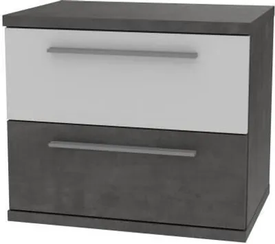 Produktbild von Nachttisch 2 Schubladen - Weißer und dunkelgrauer Beton - L 50,1 x T 34,7 x H 44,7 cm - JULIETTA