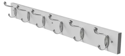 Productafbeelding van Amig - Wandgarderobe, model "Mehrfach" - 680 x 70 x 75 mm - Haken in mat wit/nikkel