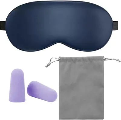 Produktbild von 3D Schlafmaske für Herren und Frauen, Lichtblockierende Augenmaske Nachtmaske,Geruchneutral Schlafbrille mit Verstellbarem Riemen Ohrstöpseln Männer,