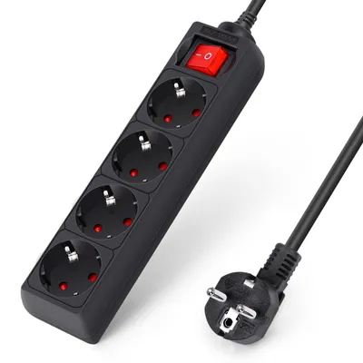 Produktbild von Aigostar Steckdosenleiste 4-Fach mit Schalter Tischsteckdose Kindersicherung 1,5m Kabel, Schwarz