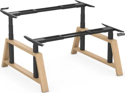 Produktbild von Worktrainer - OakDesk Duo Höhenverstellbarer Schreibtisch - Elektrisches Gestell für 2 Personen - Höhe 73,5-137,5 cm - Breite 107,5-180 cm - Schwarz/Eiche - Memory-Funktion