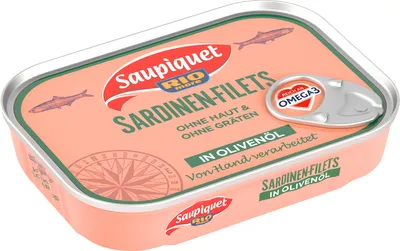 Produktbild von Saupiquet Sardinen Filets in Olivenoel in der Dose Verzehrfertig 105g