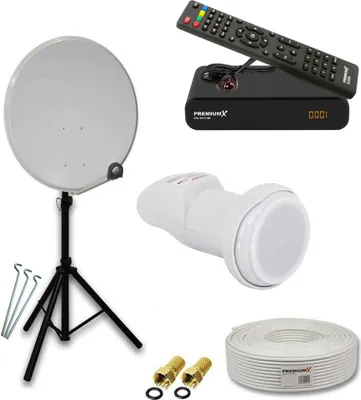 Produktbild von PremiumX SAT Anlage 60cm Antenne ALU Single LNB Kabel Stativ Receiver