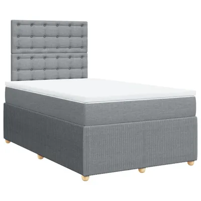 Image de vidaXL Lit boxspring avec matelas gris clair 120x200 cm Tissu
