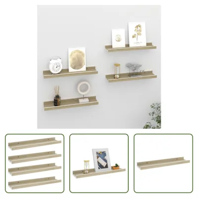 Produktbild von The Living Store Wandregale 4 Stk. Weiß und Sonoma-Eiche 40x9x3 cm