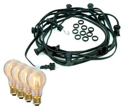 Produktbild von Illu-/Partylichterkette BLACKY 40m - Außenlichterkette schwarz - 40x E27 EDISON LED Filamentlampen