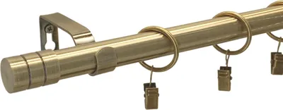 Produktbild von LOFT 140 cm Einzelne Gardinenstange 19 mm aus Metall mit Endstück FREZ Komplettset mit Ringen und Clips Inklusive Montagezubehörset Farbe Antikgold