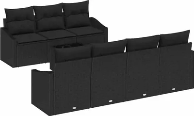 Obrázok produktu pre vidaXL Sedacia súprava s vankúšmi s vankúšmi 8 ks Black Poly-Rattan