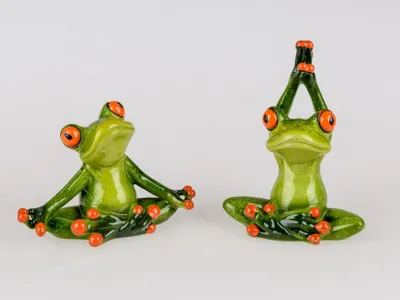 Produktbild von 2er Set Yoga Frosch Deko Figur Dekofigur Zierfigur Frösche Tierfigur Froschfigur