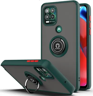 Produktbild von Moto G Stylus 5G Hülle, Ring Halter Ständer Matte Transluzent TPU Rahmen Stoßfest Schutzhülle für Motorola Moto G Stylus 5G dunkelgrün