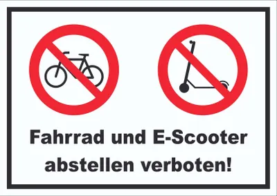 Produktbild von Schild Fahrrad und E-Scooter abstellen verboten A1 Rückseite selbstklebend