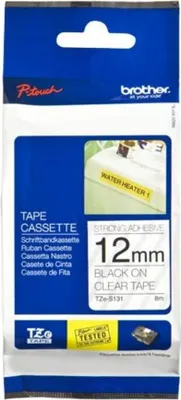 Produktbild von Schriftbandkassette Brother 12mm farblos/schwarz   TZES131