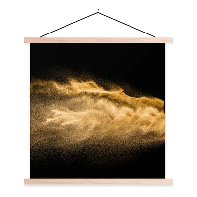 Produktbild von MuchoWow® Textilposter Sand - Gold - Schwarz - Luxus - Kunst 60x60 cm mit holzfarbenen Rahmen - Wanddekoration
